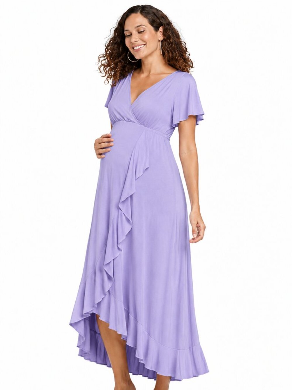Isabel Maternity by Ingrid & Isabel Lavender Faux Wrap Maxi Dress Medium